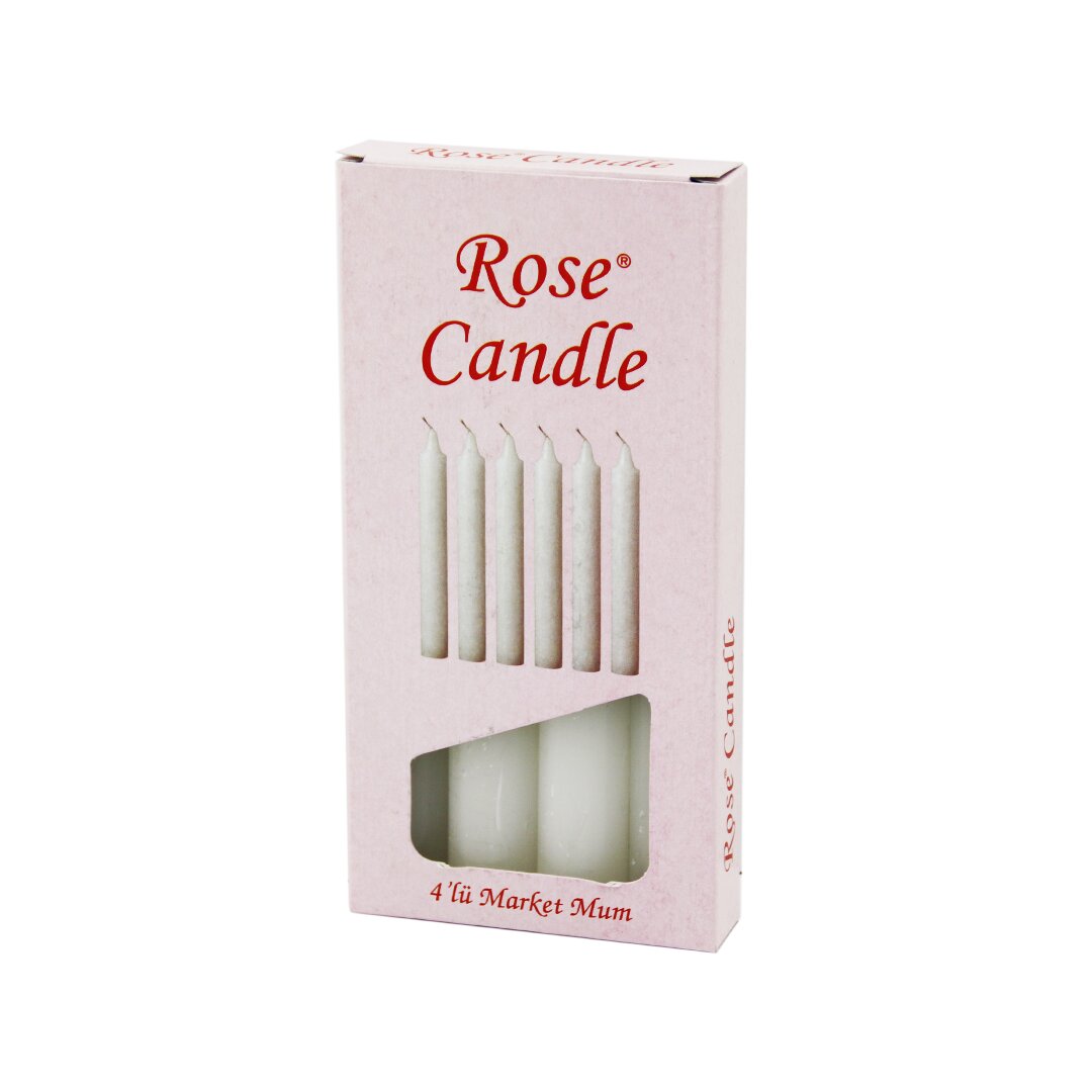 4PCS - KALIN   ÇAP=2CM - UZUNLUK=15CM     BEYAZ KLASİK  MARKET MUM