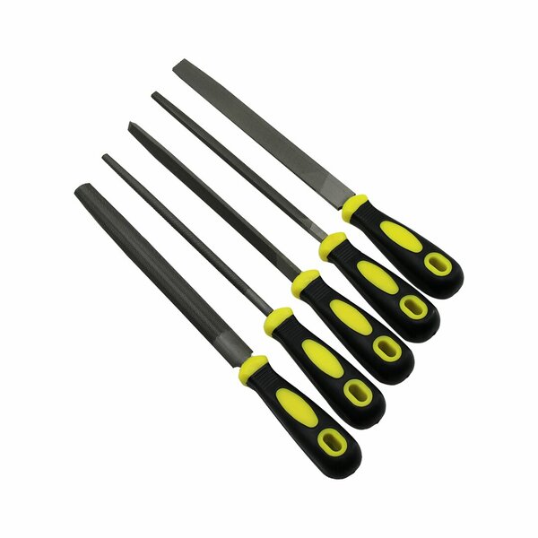 5 PARÇA  8'' ÇELİK EĞE SETİ BALIK SIRTI - ÜÇGEN - KARE - YUVARLAK - DÜZ GENİŞ