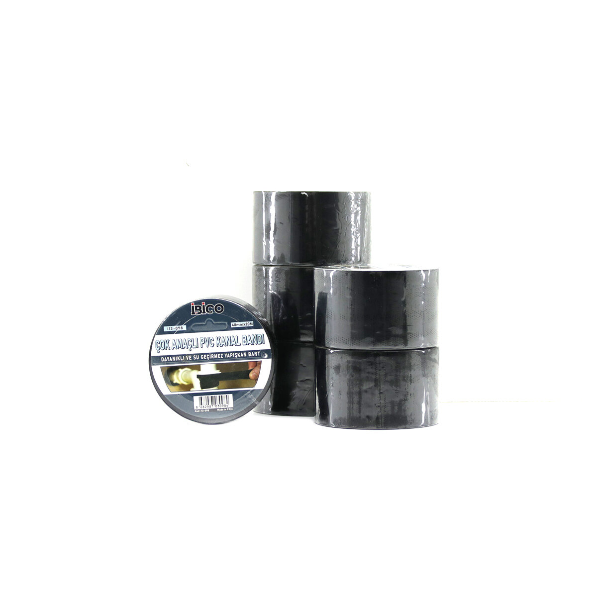 6 ADET 48MMX20MT SİYAH ÇOK AMAÇLI PVC KANAL BANDI BANT SU GEÇİRMEZ