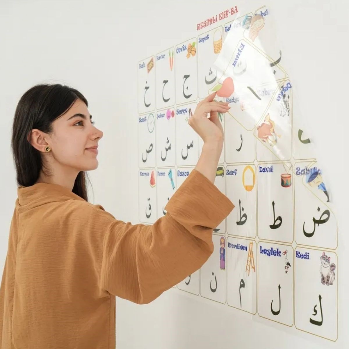 70x100 cm Statik Kağıt Elif-Ba Öğrenme Tahtası