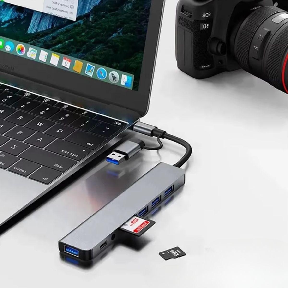 8 in 1 Usb Çevirici Notebook Macbook Type-C Uyumlu Görüntü Aktarıcı Hub