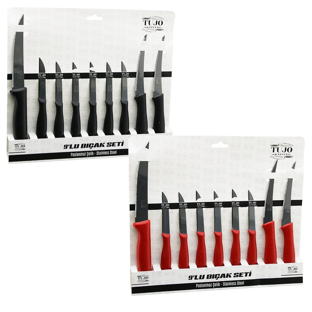 9PCS TIRTIRLI BIÇAK SETİ 1AD 24CM EKMEK 2AD 10CM SEBZE 6AD 6.5CM MEYVE