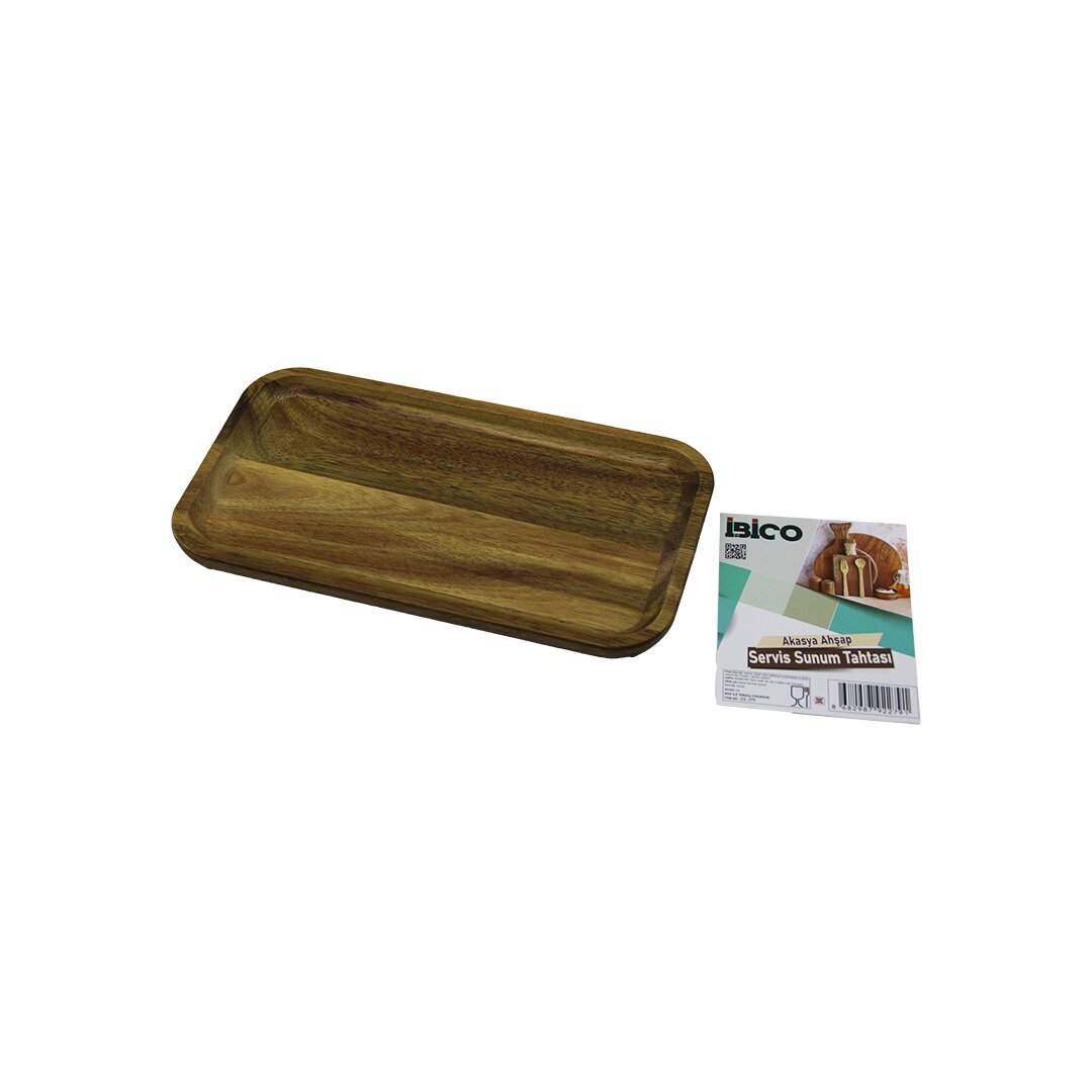 AKASYA DİKDÖRTGEN AHŞAP SERVİS SUNUM TEPSİ - TAHTASI  MİNİ TEPSİ   25 X 14 X 1.4CM