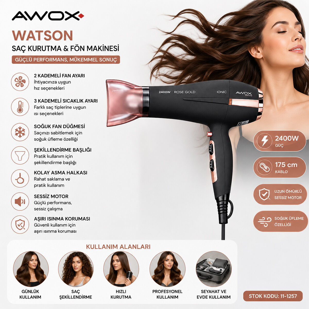 AWOX WATSON SAÇ KURUTMA - FÖN MAKİNESİ 2400W