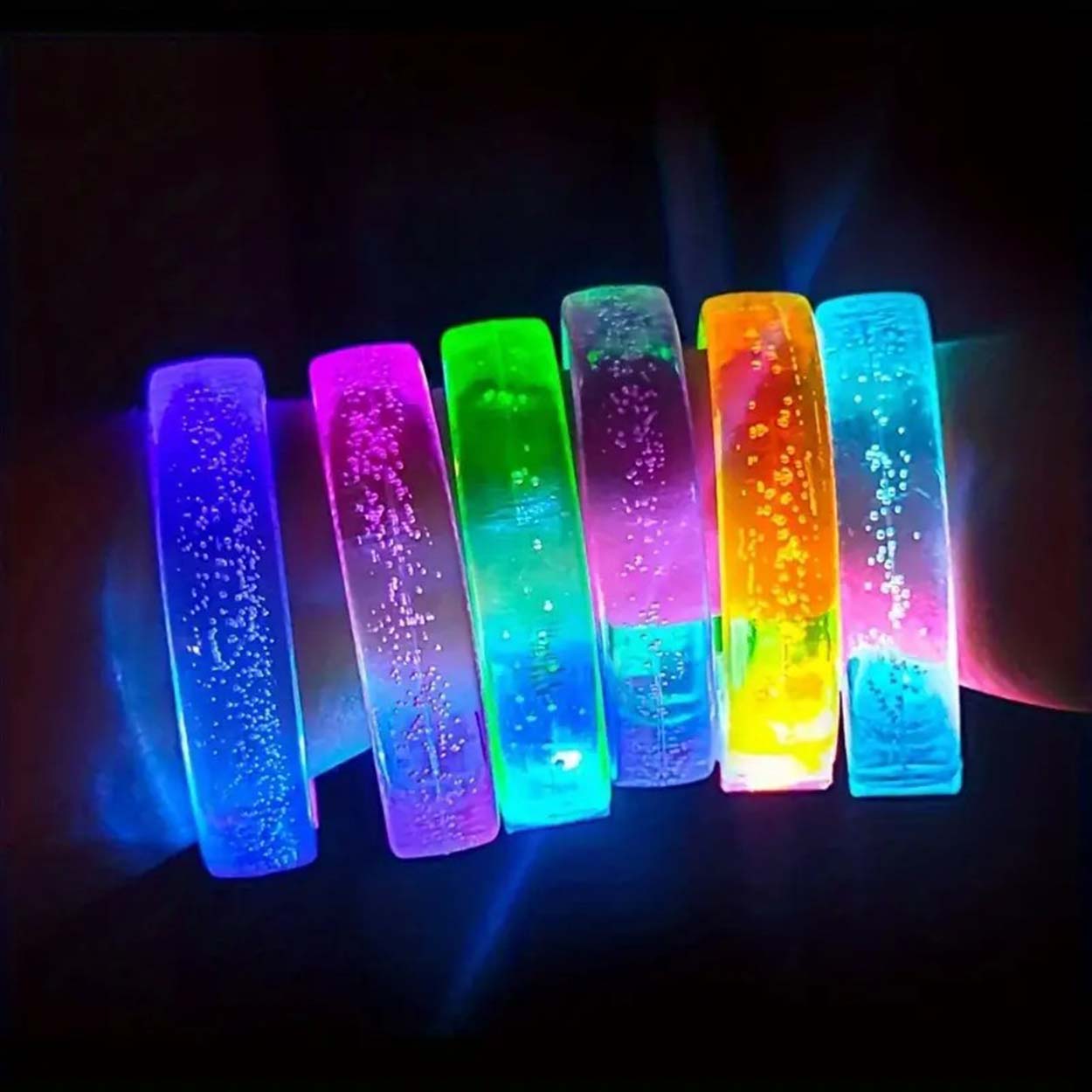 Beyaz-Gümüş Led Işıklı Baskı Yapılabilen Pilli Bileklik Bilezik 1,5 cm Genişlik