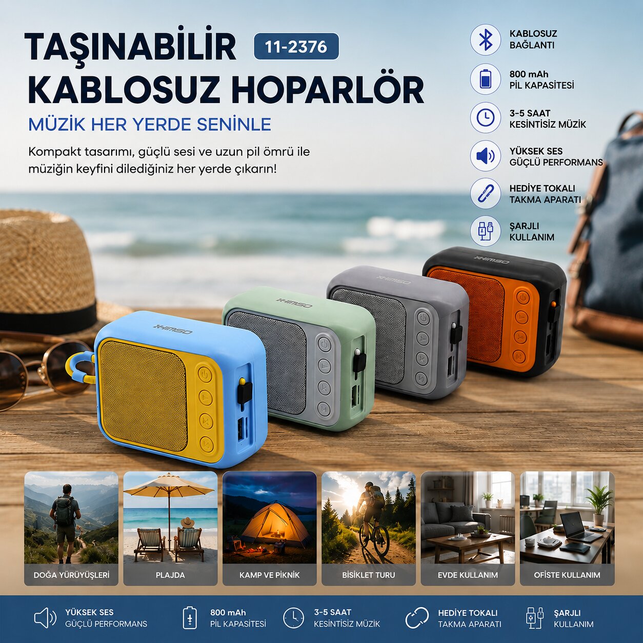 BLUETOOTH WİRELESS MİNİ HOPARLÖR SPEAKER RENKLİ TYPE-C ŞARJLI 5W MİKROFON - KART GİRİŞİ PL-4692