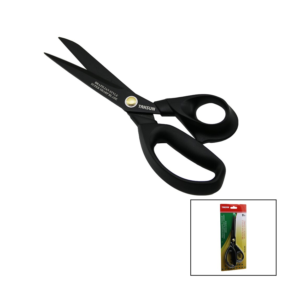 BREZİLYA STİLİ TERZİ MAKASI SİYAH - YAPIŞMAZ ERGONOMİK SAP GL-606 9 İNÇ 1/4
