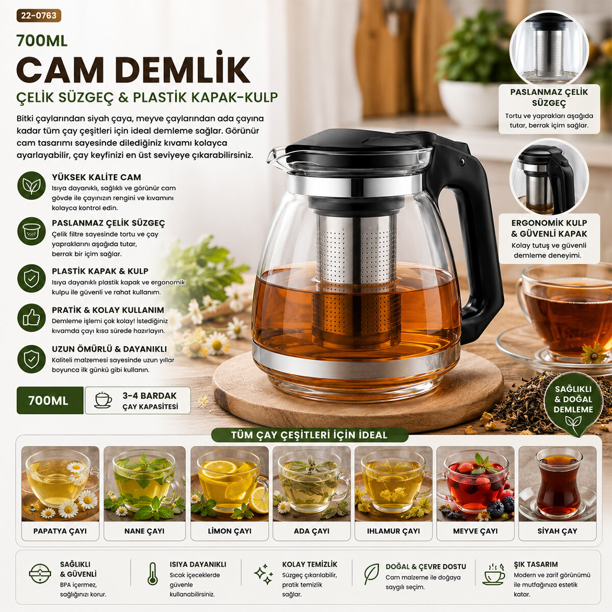 CAM DEMLİK 700ML