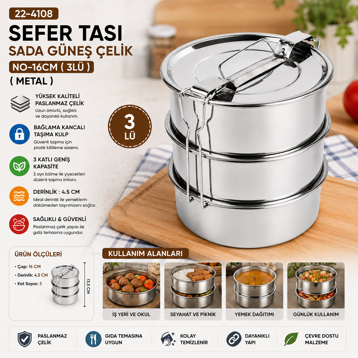 ÇELİK 3LÜ METAL SEFER TASI TAŞIMA KULP=BAĞLAMA KANCALI