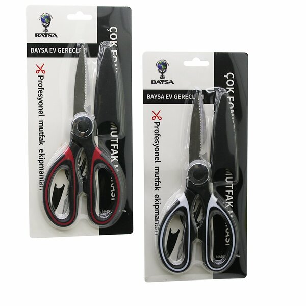 ÇOK AMAÇLI 4IN1 MUTFAK MAKASI 20CM -KIRACAK - AÇACAK- KESİCİ - MAKAS - (MAKAS AĞZI PLASTİK KILIF KAPAK)
