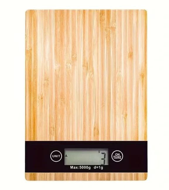 Crown Dijital Hassas Mutfak Tartısı - Terazisi-Hassas Ölçüm 5kg Bambu Görünümlü