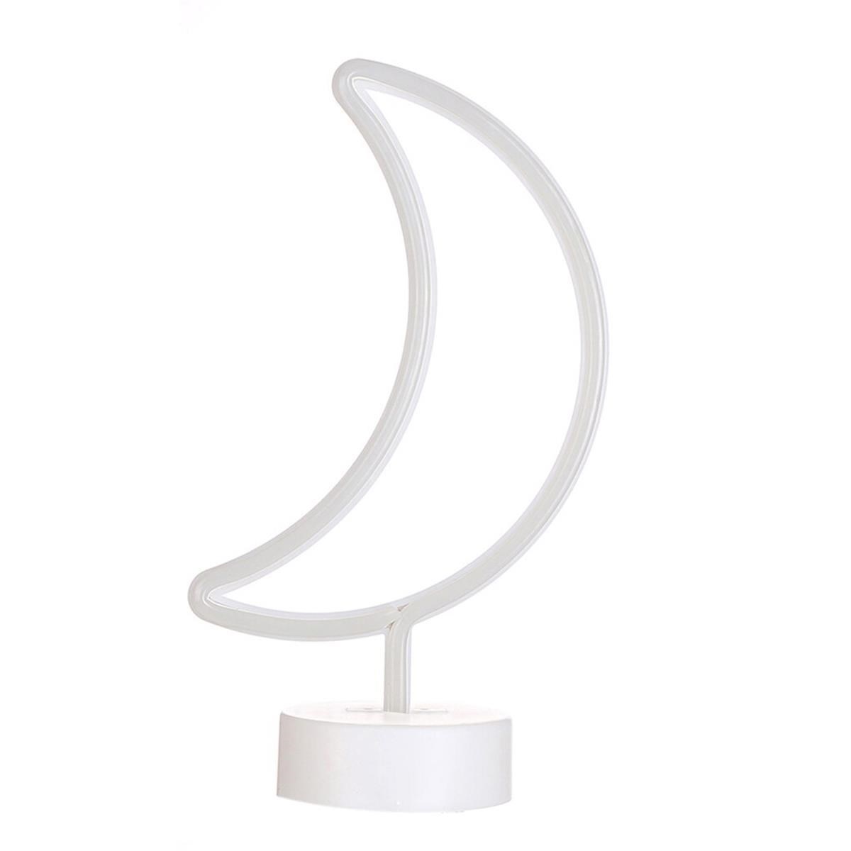 Dekoratif Pilli Ay Tasarımlı 3D Neon Led Masa Ve Gece Lambası