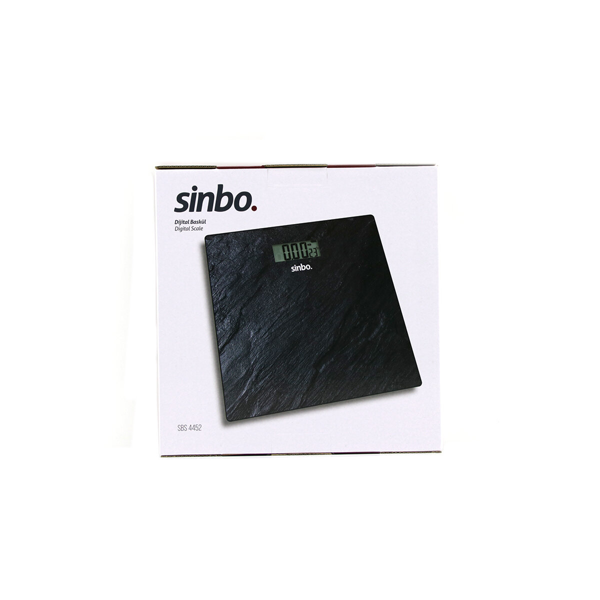 DİJİTAL - PİLLİ  CAM BANYO BASKÜLÜ  LCD EKRAN - SICAKLIK GÖSTERGELİ   180KG/50GR   26X26CM  SİNBO SBS-4450