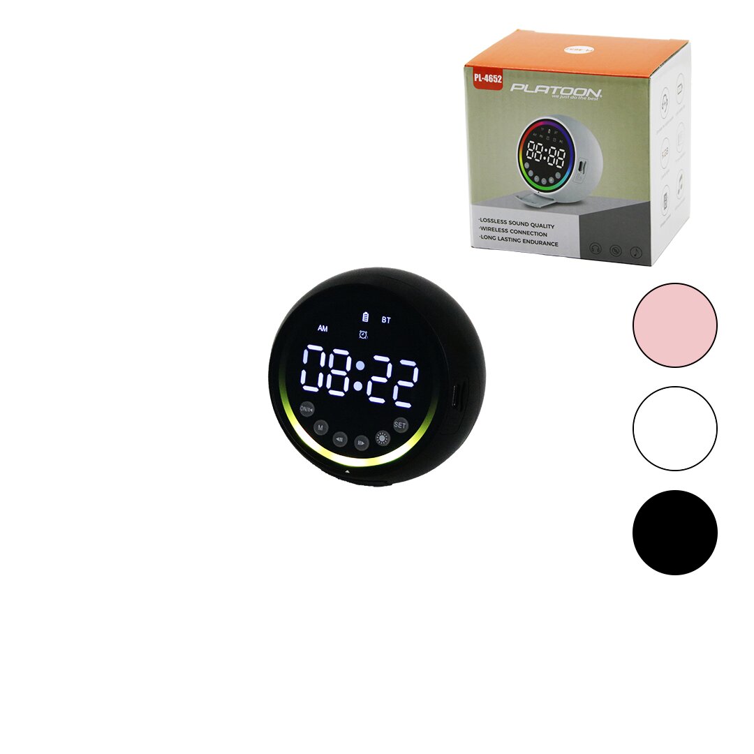 DİJİTAL SAAT - BLUETOOTH WİRELESS MİNİ HOPARLÖR SPEAKER USB ŞARJLI - IŞIKLI 5W PL-4652