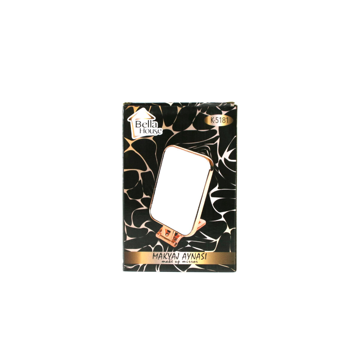 DİKDÖRTGEN - BAKIR 15X11.5CM MAKYAJ AYNASI ÇİFT TARAFLI KATLANIR AYAKLI