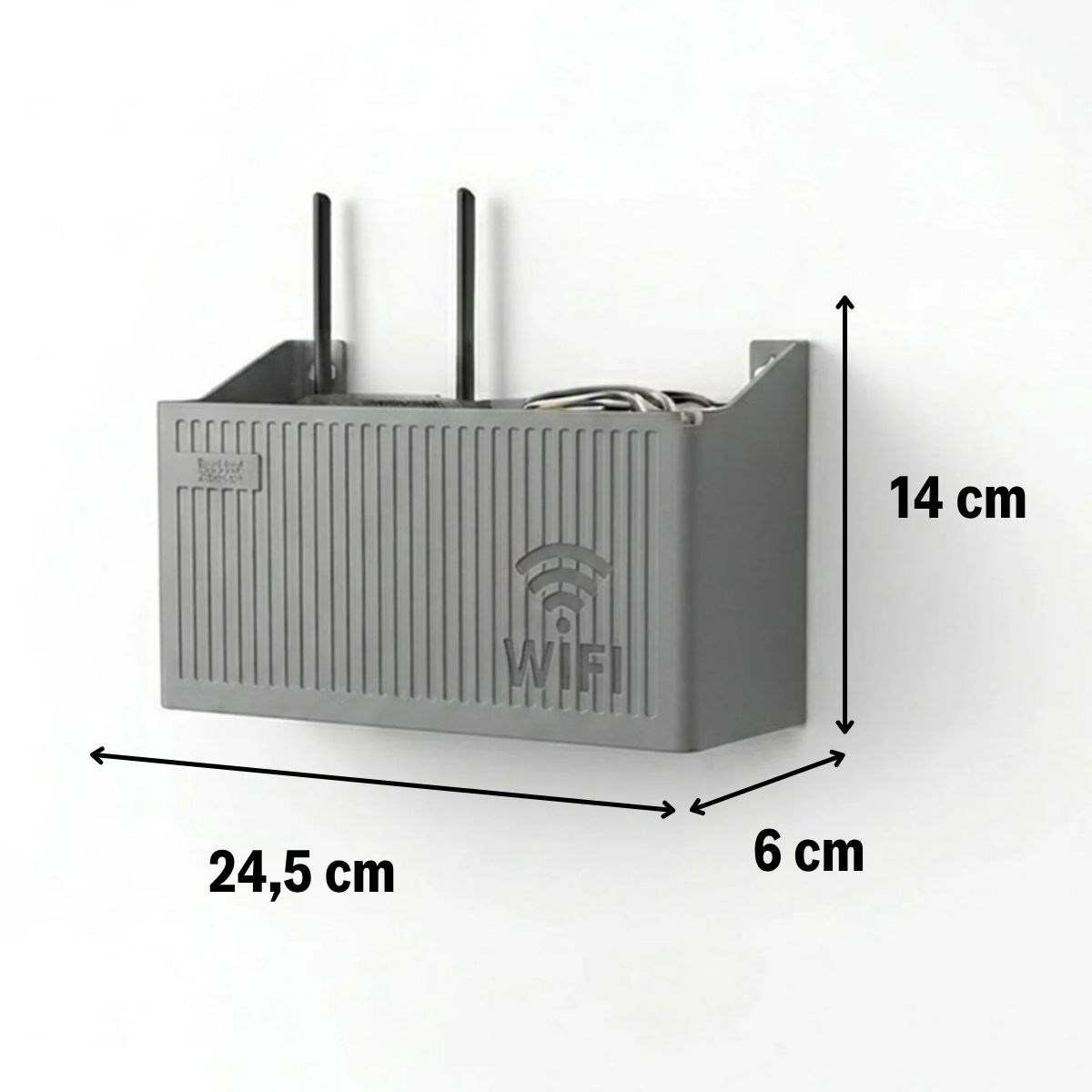 Duvar Tipi Wi-Fi Modem Saklama Kutusu(Gri) – Kablo Düzenleyici Router Raf Organizer