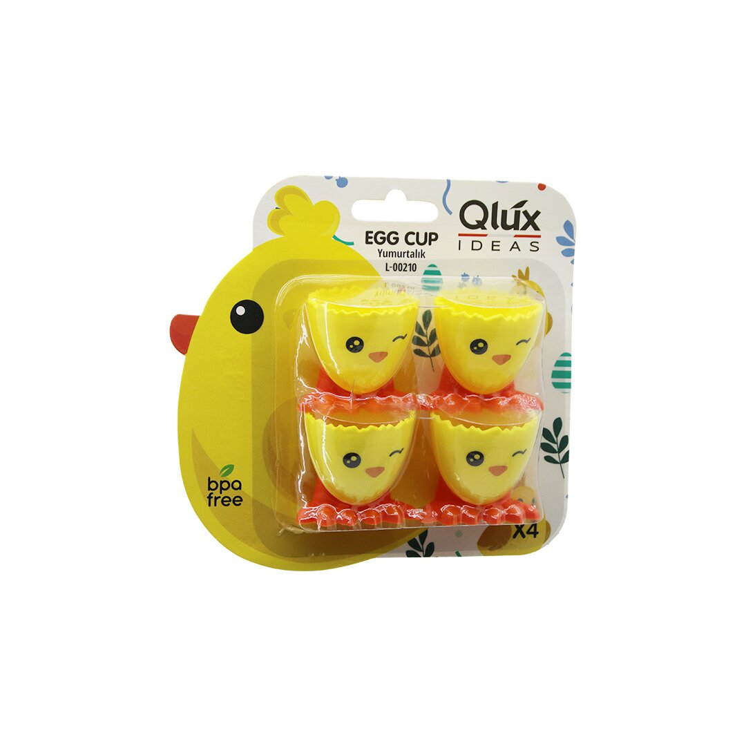 EGG CUP 4PCS YUMURTALIK EMOJİ DESEN - RENKLİ PLASTİK CİVCİV AYAKLI - 1/2 KIRIK YUMURTA KABUK MODEL