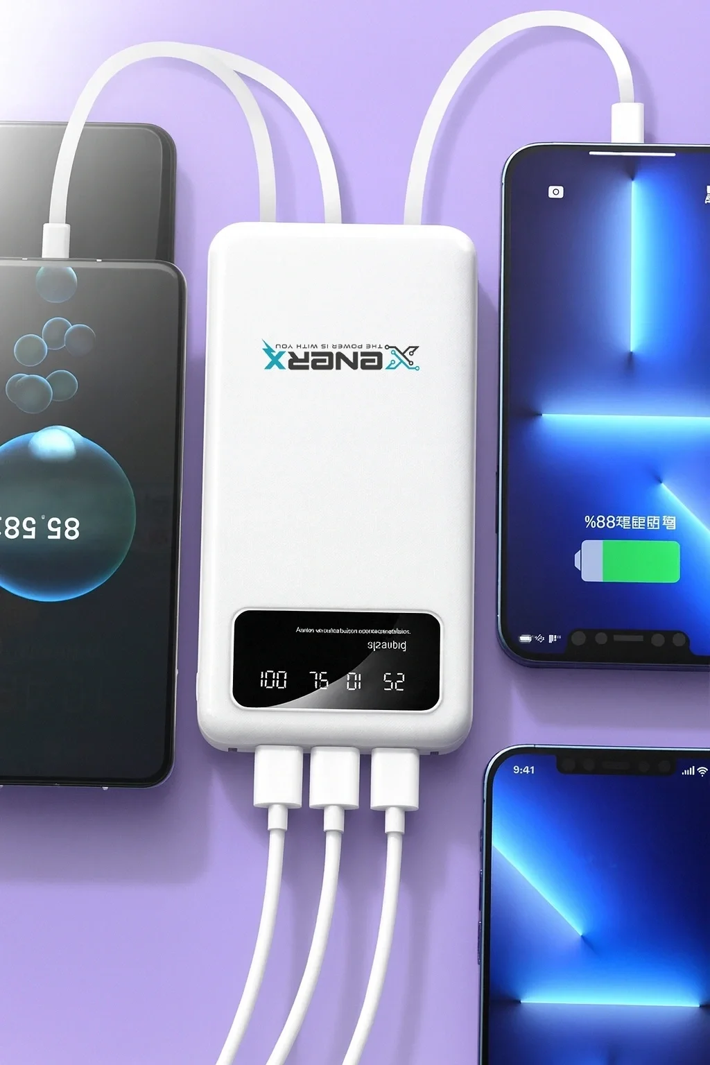 Enerx ENR-P20DC 20000 mAh 2.1 Amper Dahili Kablolu Powerbank Siyah