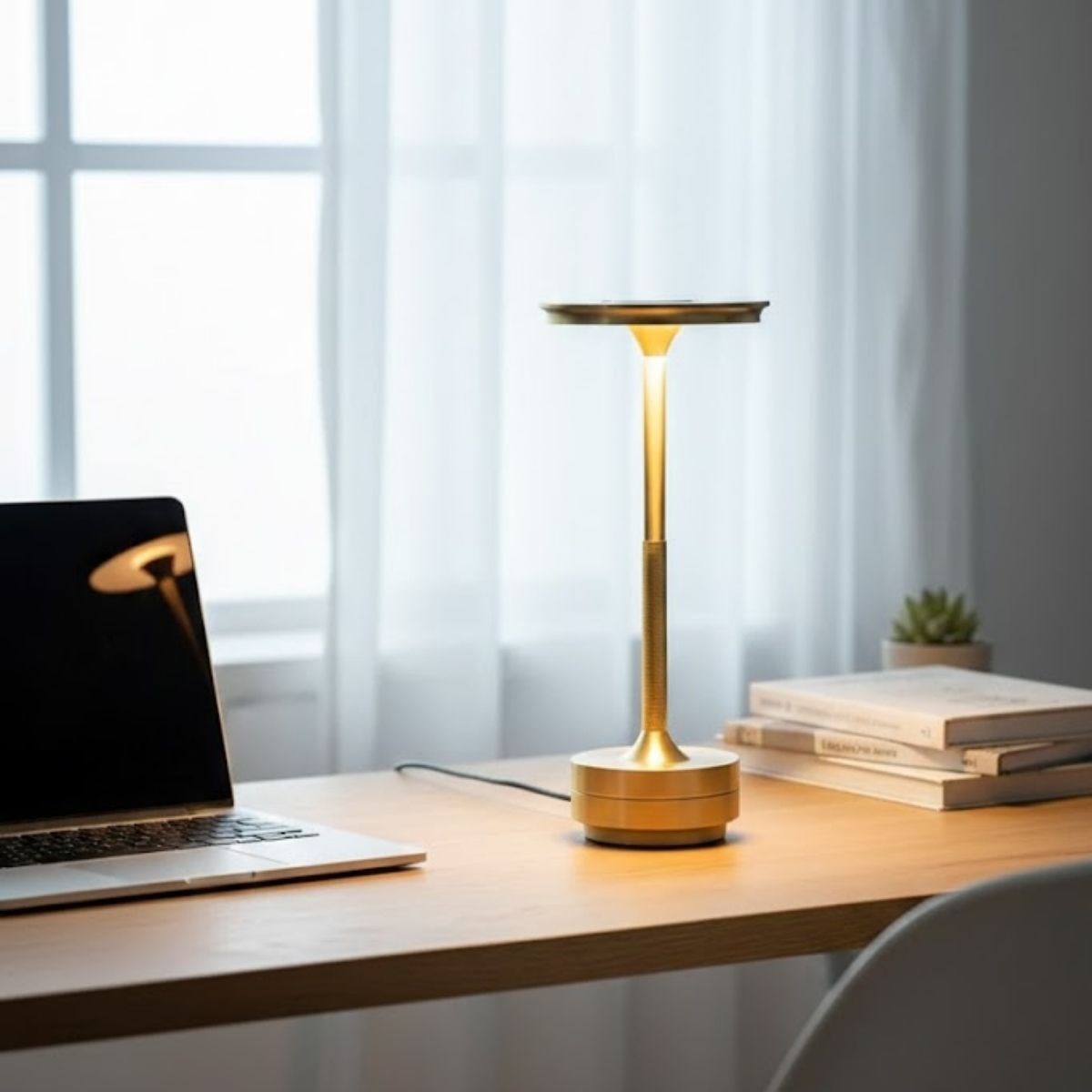 Eskitme Gold Kasa Dokunmatik Şarjlı Masa Lambası – 3 Renk Işık Modlu, LED Aydınlatmalı, Modern &amp; Dekoratif Abajur