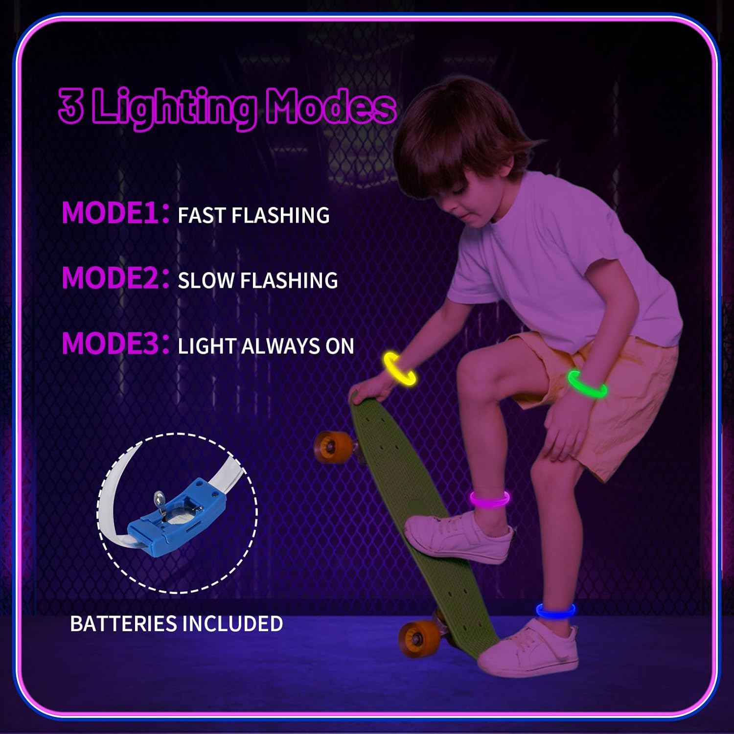 Festival &amp;amp; Parti LED Bileklik Baskı Yapılabilir 3 Farklı Mod Işıklı 1 Adet