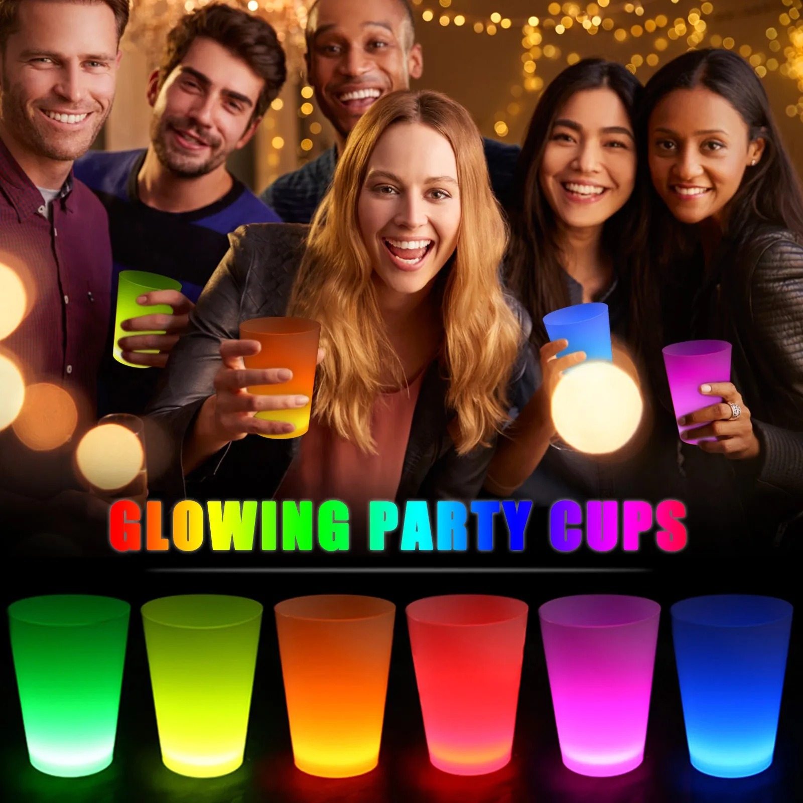 Glow Partisi Bardakları 6 Renk 6 Adet 1.5 oz 4.5 x 6.5 cm