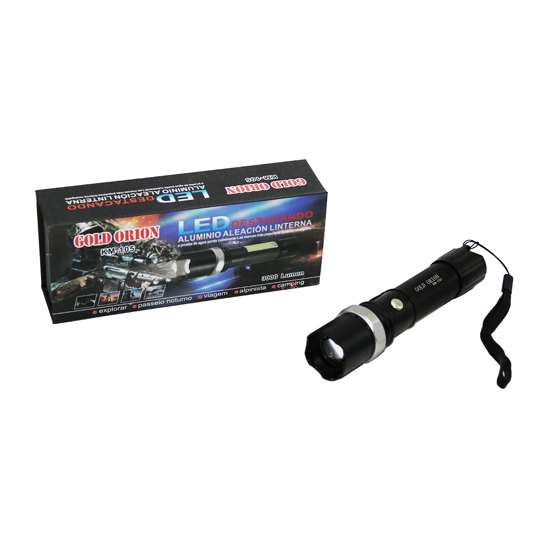 GOLD ORION KM-105 2IN1 ZOOMLU EL FENERİ - COB LED USB ŞARJLI METAL KASA 15.5CM 3000 LUMEN