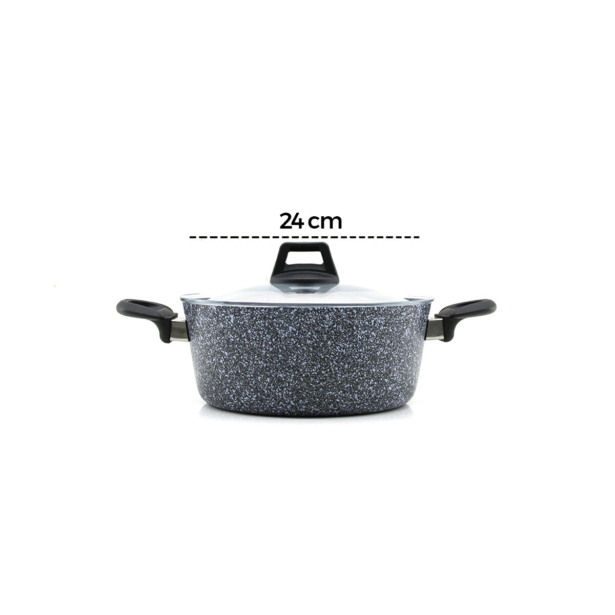 GRİ 7 PARÇA GRANİT TENCERE - TAVA SETİ 20-24CM DERİN - 27CM BASIK CAM KAPAK TENCERE - 26CM TAVA