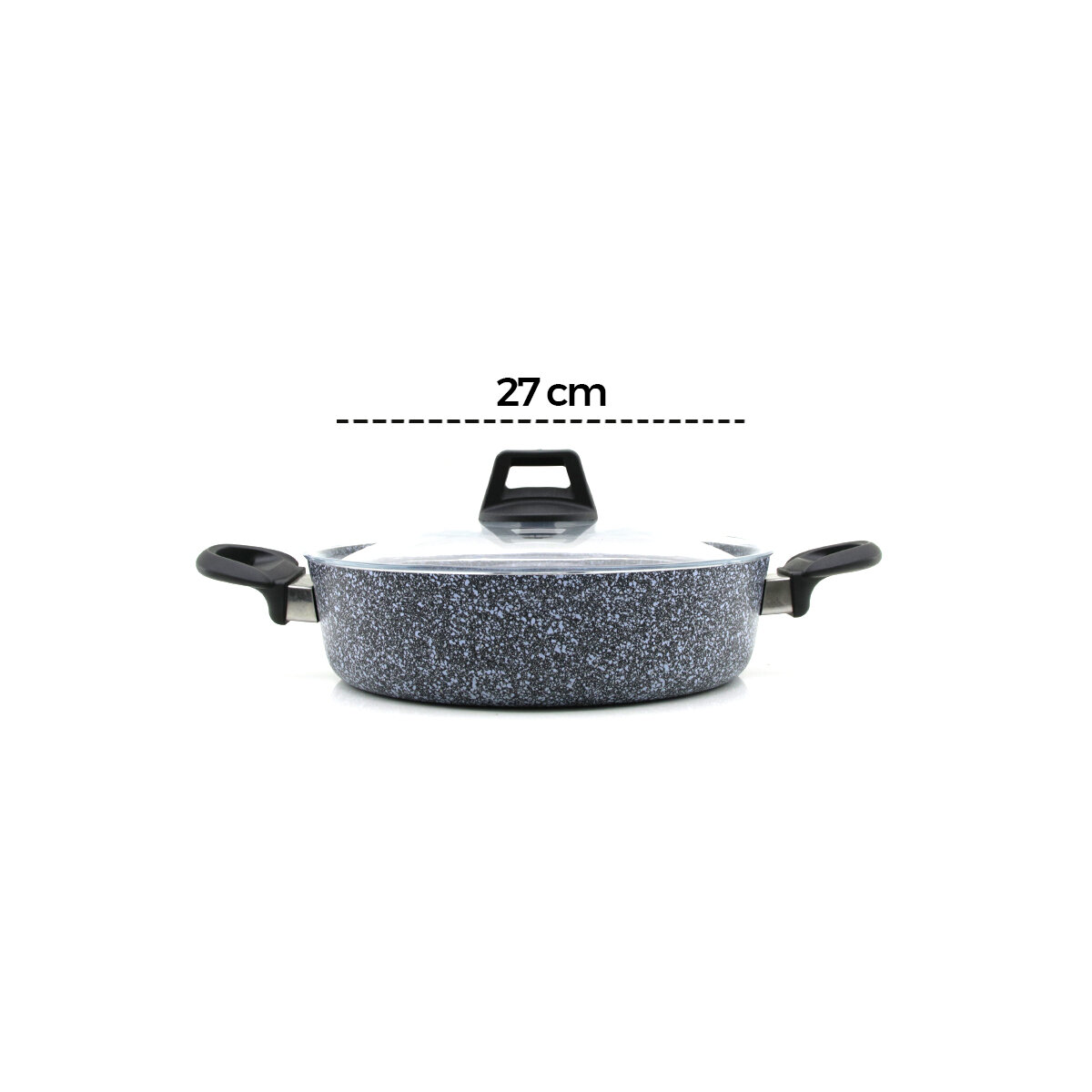 GRİ 7 PARÇA GRANİT TENCERE - TAVA SETİ 20-24CM DERİN - 27CM BASIK CAM KAPAK TENCERE - 26CM TAVA