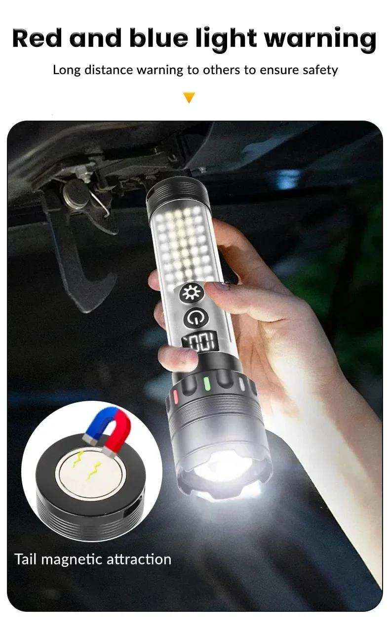 Güçlü Taktik Led El Feneri Paweınuo Sdt53 – 3800lm, 35w, Yan Cob Aydınlatma Ve Type-c Şarj Özelliğine Sahip