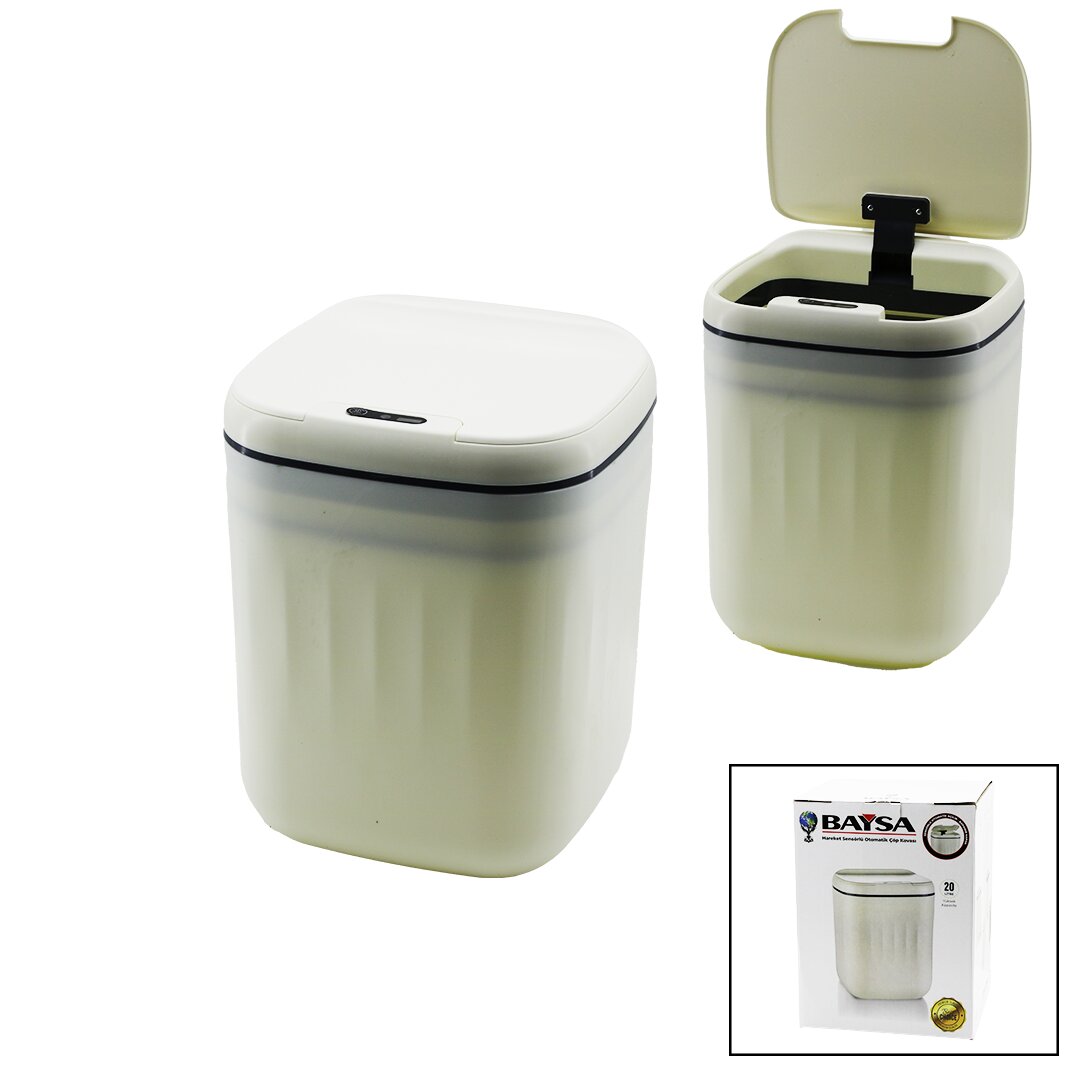 HAREKET SENSÖRLÜ=OTOMATİK AÇ-KAPA KAPAK - PİLLİ PLASTİK ÇÖP KOVASI 20LT