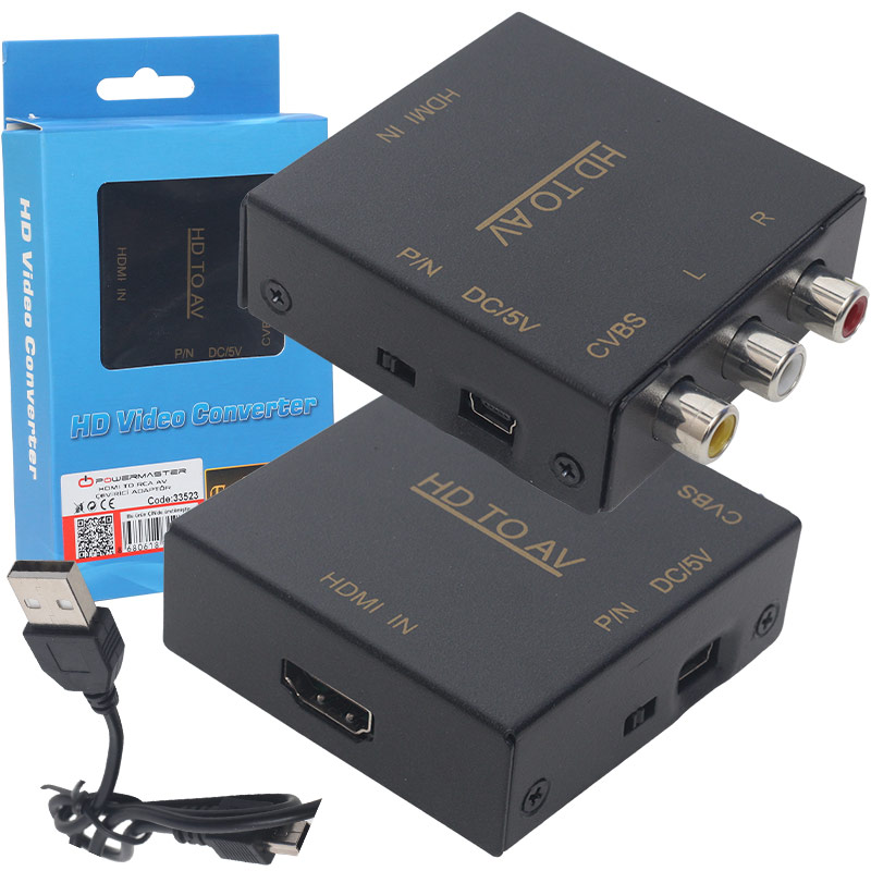 HDMI TO RCA AV ÇEVİRİCİ ADAPTÖR METAL KASA (81)