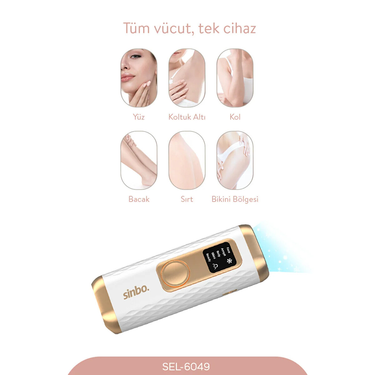 IPL BUZ LAZER EPİLATÖR - EPİLASYON CİHAZI 5 FARKLI MOD - LCD EKRAN TÜM VÜCUT UYGUN SEL-6049