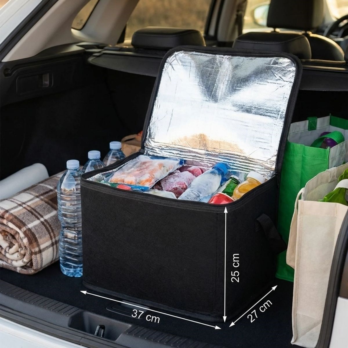 Isı Koruyucu Termal Taşıma Çantası 32 Litre – Araç Bagaj Organizeri, Termos, Katlanabilir Keçe Saklama Çantası 37x27x25 cm