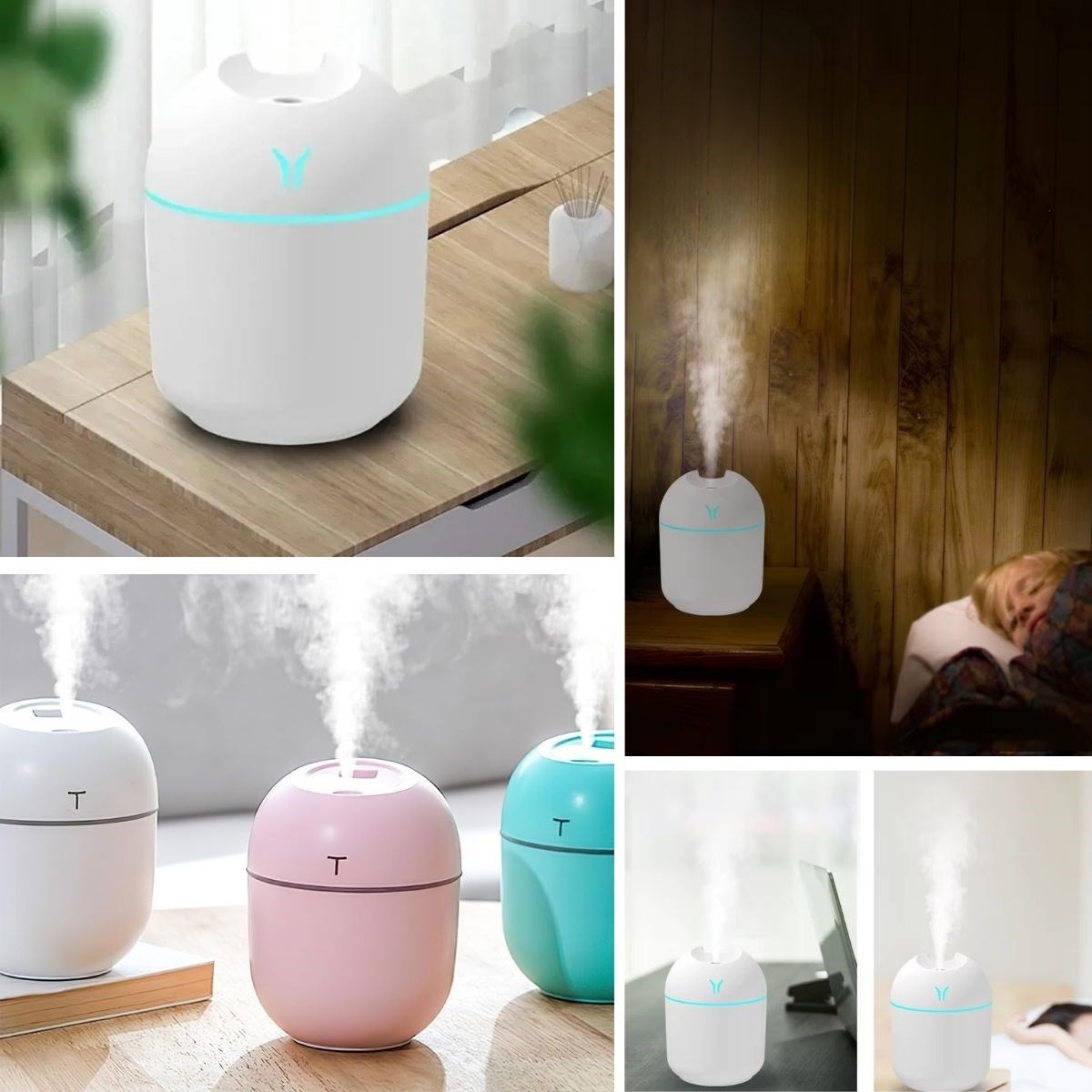 Işıklı Kuru Havayı Azaltan ve Aromaterapi Deneyimi Sunan Hava ve Oda Nemlendirici 220 ML 8x8x10cm