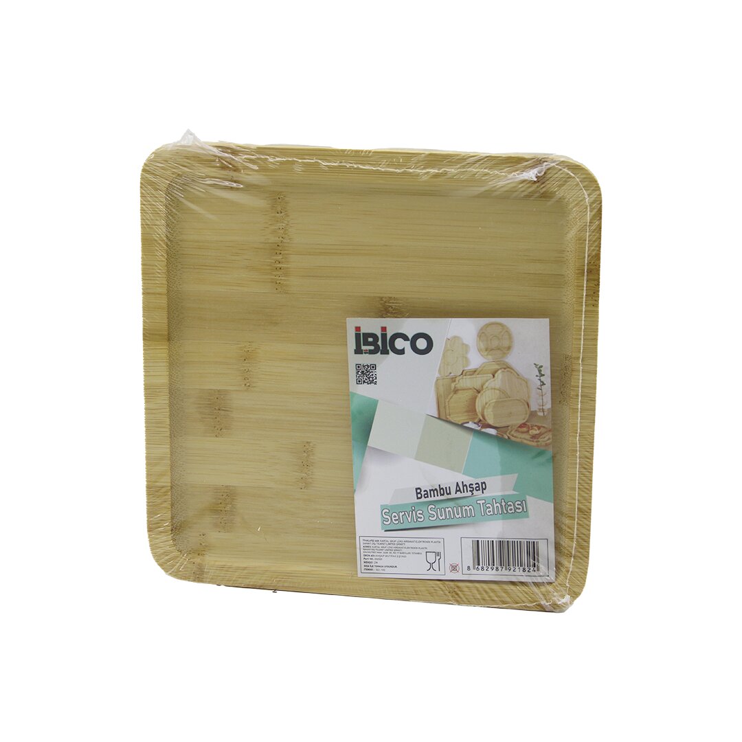 KARE AHŞAP BAMBU SERVİS SUNUM TEPSİ - TAHTASI MİNİ TEPSİ 20 X 20 X 1.4CM