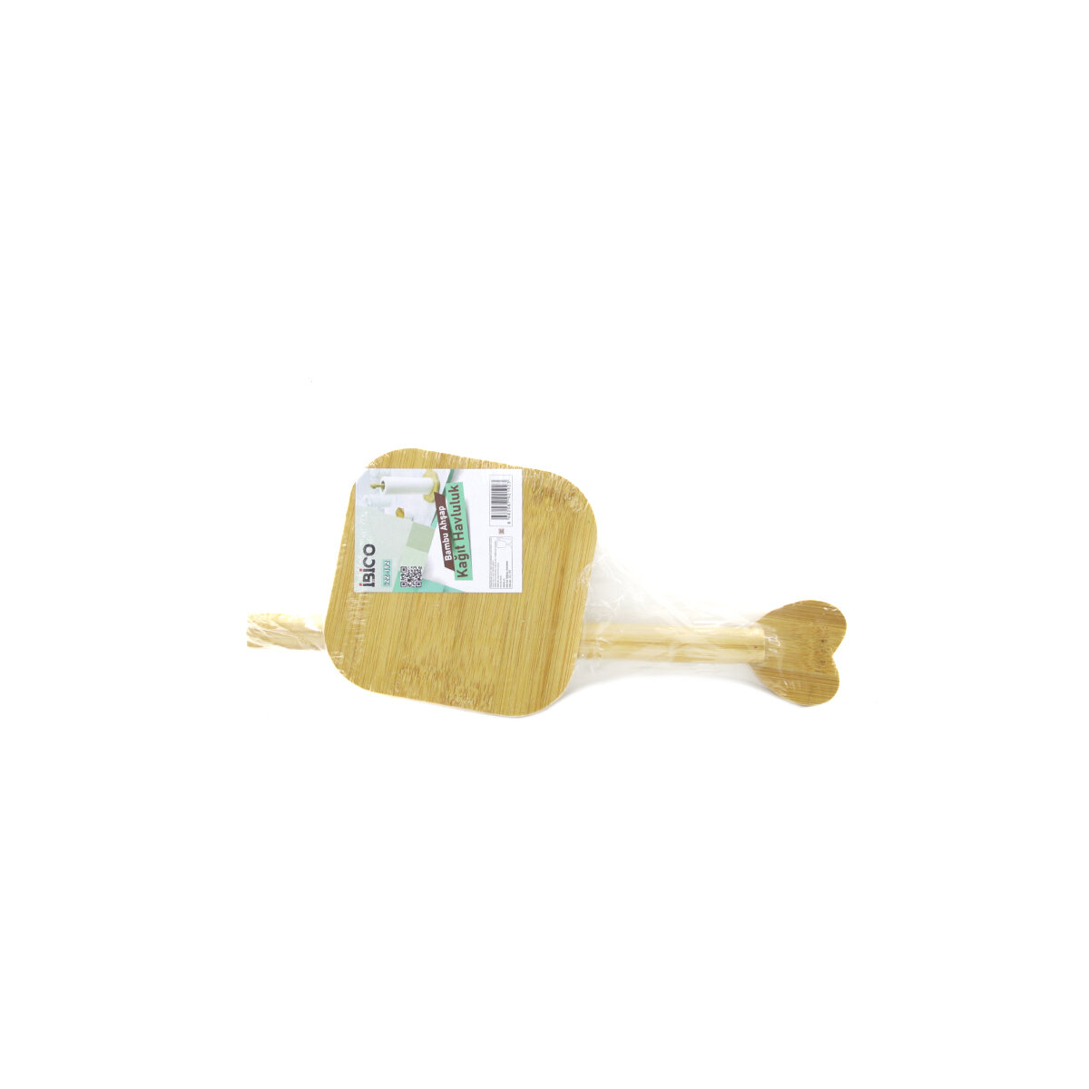 KARE ALTLIK=12X12CM AHŞAP BAMBU KAĞIT HAVLULUK KALP BAŞLI SAP=28.5CM