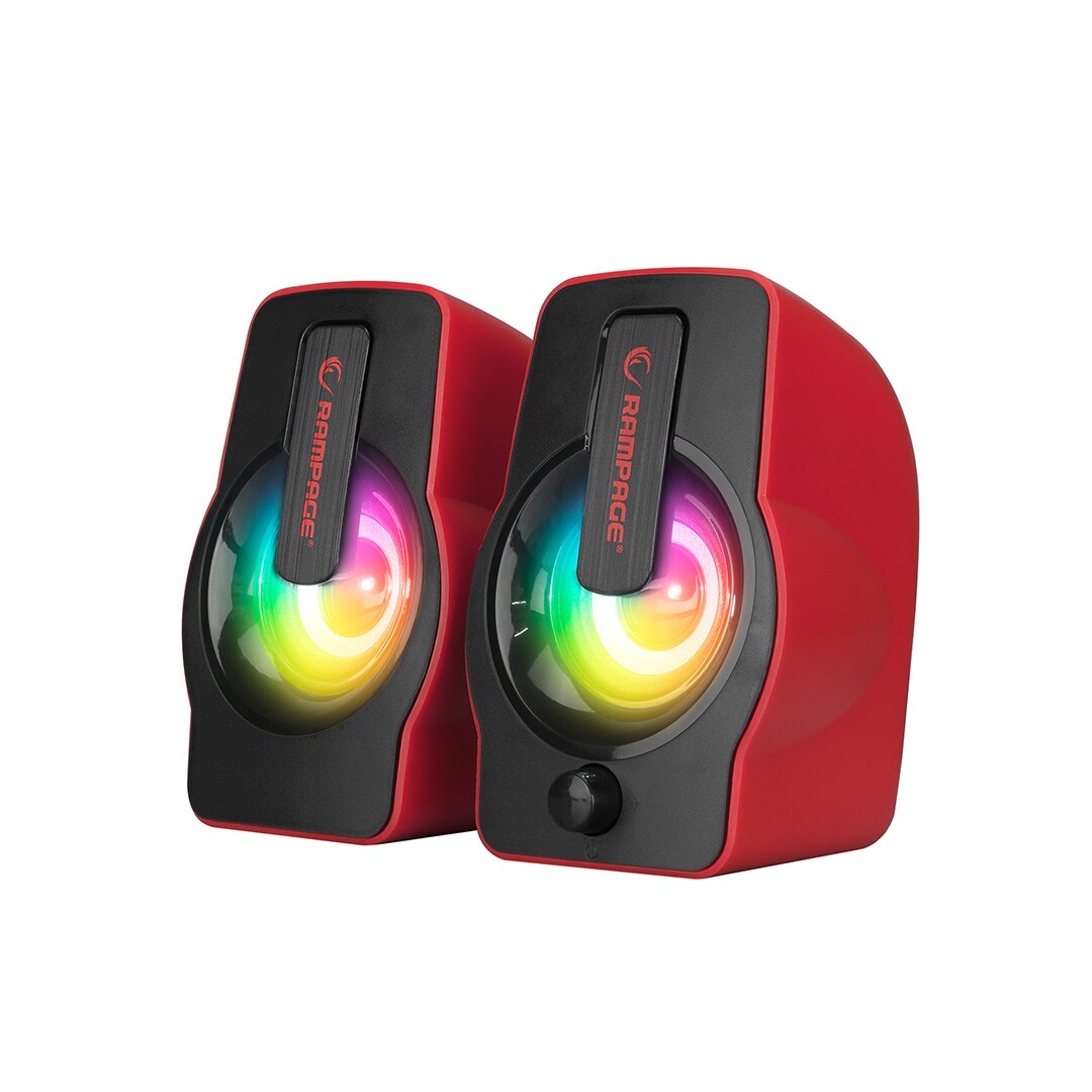 KIRMIZI - RGB IŞIKLI 1+1 HOPARLÖR SPEAKAER SET USB KABLO 2.0 MULTİMEDYA - 6W