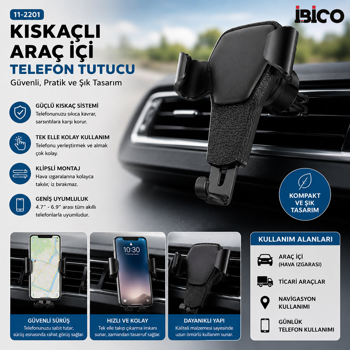 KISKAÇLI ARAÇ İÇİ TELEFON TUTUCU