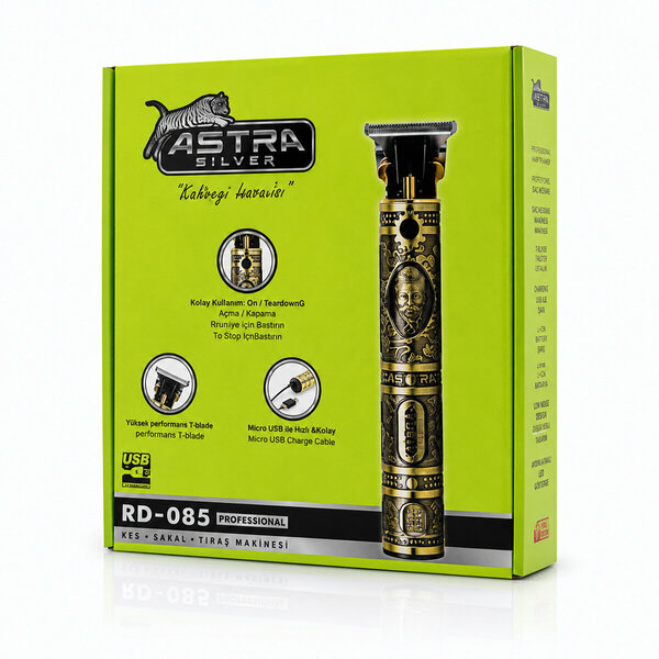 KOMPLE METAL SAÇ SAKAL TRAŞ MAKİNESİ USB ŞARJLI - T BIÇAK - RD-085