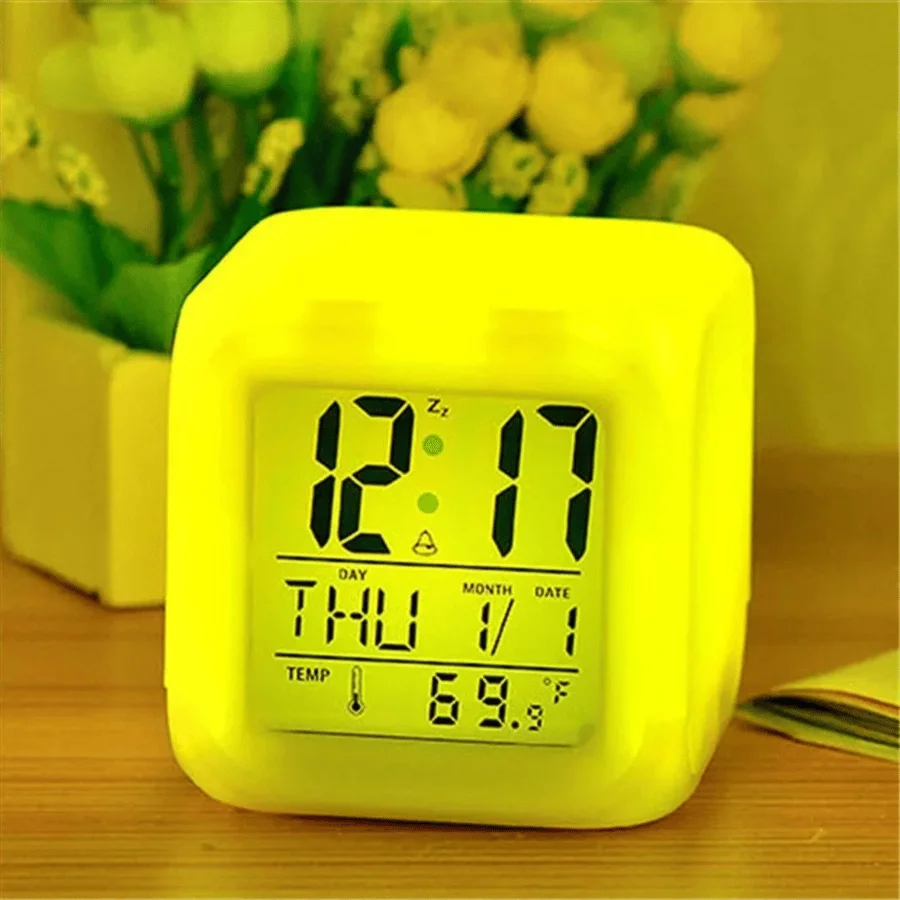 Led Dijital Renkli Masa Saati Alarm Termometre Tarih Masaüstü Saat
