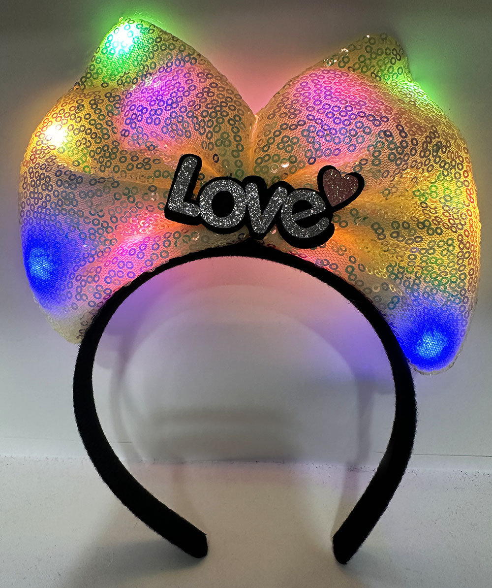 LED Işıklı Love Yazılı Sarı Fiyonk Taç – Kız Çocuk Parti Tacı