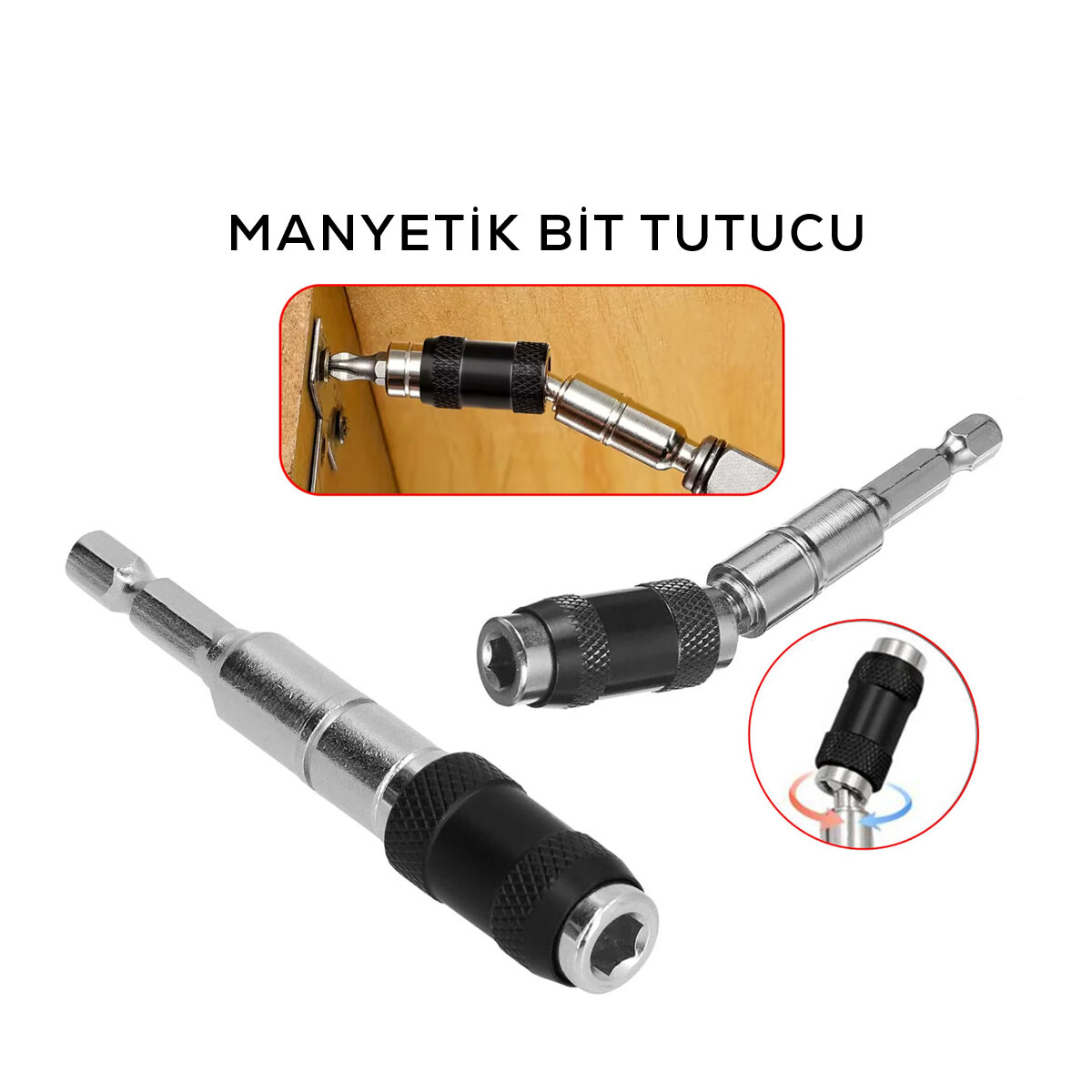 MAFSALLI MANYETİK BİTS TUTUCU 1/4 DÖNER BAŞLIK = 0-20°