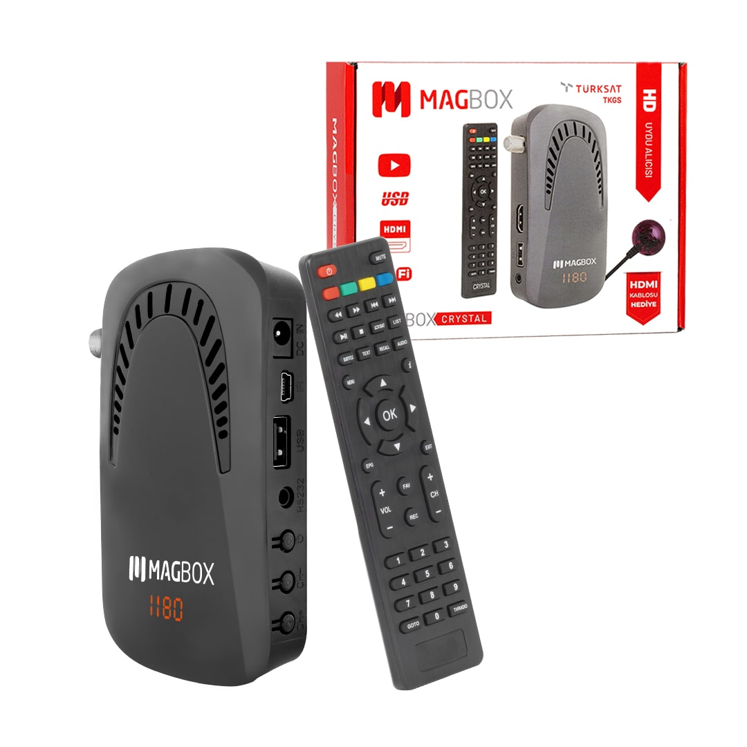 MAGBOX CRYSTAL CİHAZ ÜZERİNDEN DISPLAY+TUŞLU MODEL TKGSLİ MINI HD UYDU ALICISI