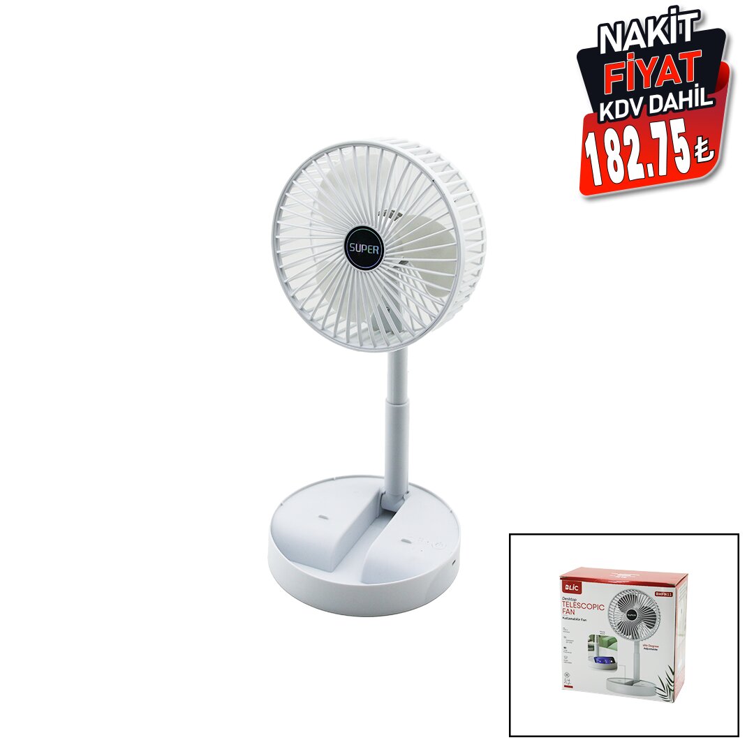 MASA ÜSTÜ VANTİLATÖR USB ŞARJLI KATLANIR FAN=16.4CM - UZAYAN AYAK=12.5-19CM 180 DERECE DÖNEBİLEN TELEFONLUKLU BWFN-11