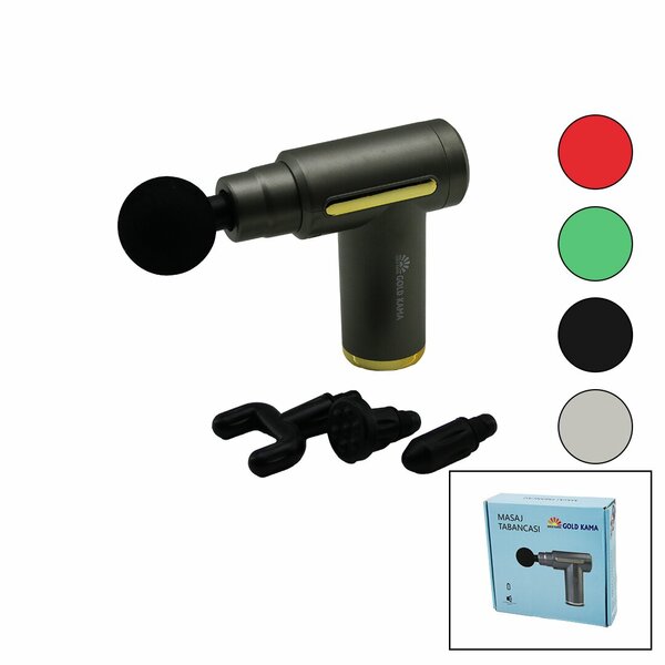 MASAJ ALETİ TABANCA MODEL 3 FARKLI BAŞLIK 6 KADEME HIZ SEVİYESİ USB ŞARJLI - HERHANGİ BİR RENK GÖNDERİLİR