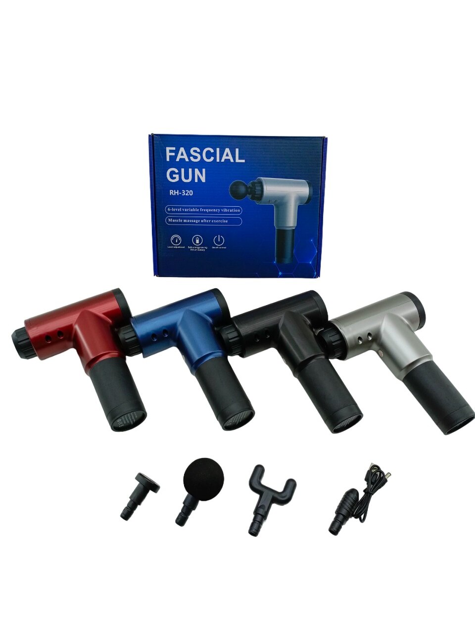 MASAJ TABANCASI ALETİ  4PCS BAŞLIK   6 KADEME HIZ SEVİYESİ   USB ŞARJLI