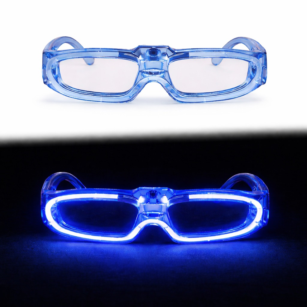 Mavi LED Işıklı Parti Gözlüğü 3 Modlu – Glow - Gece Eğlence Gözlüğü