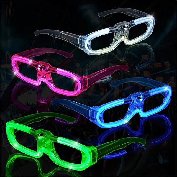Mavi LED Işıklı Parti Gözlüğü 3 Modlu – Glow - Gece Eğlence Gözlüğü
