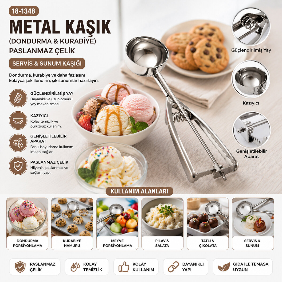 METAL  DONDURMA - KURABİYE KAŞIK