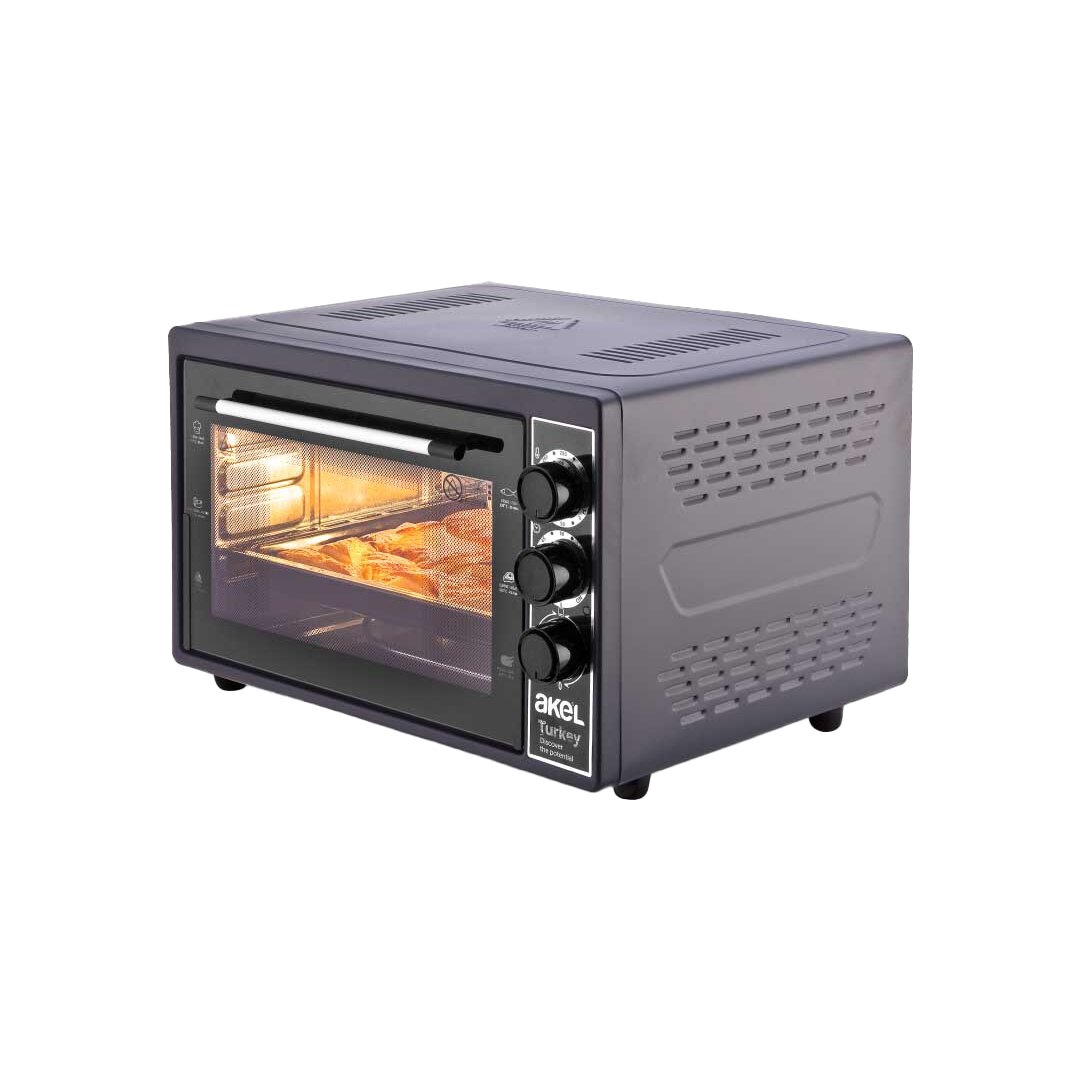 MİDİ FIRIN KARE 38LT AYARLANABİLİR TERMOSTAT = 50–320°C - SAATLİ = 0 - 90 DK ZİL 3 KADEME HIZ AYAR EMAYE TEPSİ  50x33x40cm